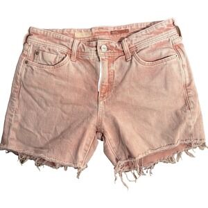 Pilcro Anthropologie Shorts Womens 26 Pink Denim Jean Slim Boyfriend Raw Hem
